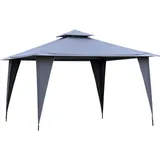 Outsunny - Pavillon Partyzelt mit Doppeldach 3,45x3,45x2,68m Festzelt Gartenlaube Metall Polyester Grau