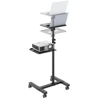 RICOO Beamer Ständer Stativ mit Rollen Höhenverstellbar CZ0800 Ständer für Projektoren Beamerständer Standfuß bis 10 Kg je Ablage Regal Laptoptisch Mobile Notebook Halterung Stand