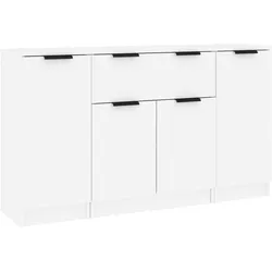 vidaXL Sideboards 3 Stk. Weiß Holzwerkstoff