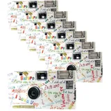 7X 1A Photo PORST Einwegkamera Edition I Mog Di in weiß, bunt, mit Blitz, Batterien und Film (7er Pack, je 27 Aufnahmen)