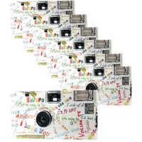 7X 1A Photo PORST Einwegkamera Edition I Mog Di in weiß, bunt, mit Blitz, Batterien und Film (7er Pack, je 27 Aufnahmen)