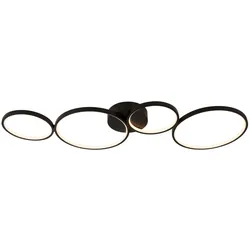 Deckenleuchte Designleuchte Wohnzimmerlampe Alu schwarz LED dimmbar opal Ringe