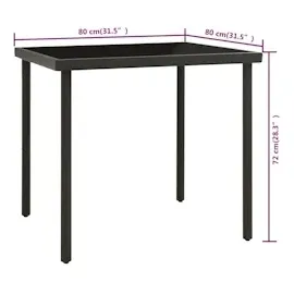 vidaXL Garten-Esstisch Anthrazit 80x80x72 cm Glas und Stahl