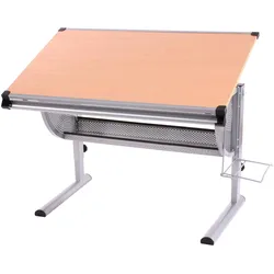 Mendler Schreibtisch Bürotisch Oxford, höhenverstellbar, neigbar ~ natur, Buche