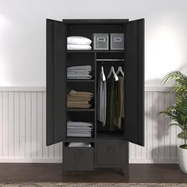 [en.casa] Kleiderschrank Hankasalmi 90 x 180 x 40 cm Schwarz