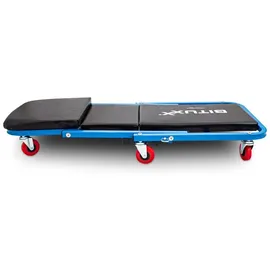 BITUXX Werkstatthocker Stahl/Vinyl blau/rot mit 6 Universalrädern