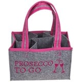 mucHome Prosecco to go Damen Handtasche aus Filz für 6 Flaschen Flaschenträger Aufbewahrungstasche, grau