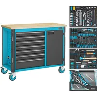 HAZET Werkbank, fahrbar Assistent 179NW, Sortiment 179NW-7/210, 210-teilig, Schubladen,