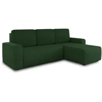 Sofnet Ecksofa Roma L mit Schlaffunktion und Bettkasten - Cord Stoff - L-Form Couch, Polstersofa, Schlafsofa, Sofagarnitur (Grün (Poso 014))