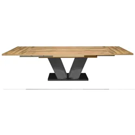 Mäusbacher Komfort 2.0 Esstisch Holzwerkstoff V-Form Ausziehbar - Asteiche/Schwarzstahl