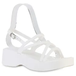 Damen Plateau Sandaletten in Weiss