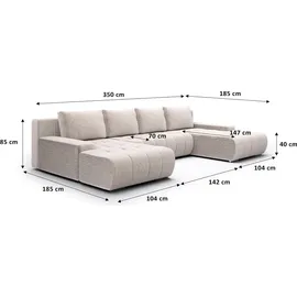 petits-meubles U-Sofa 5-sitzig umbaubar Truhe Jonas Cord Blanc Cassé - Weiß