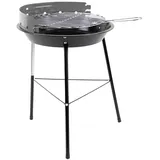 BBQ Holzkohle-Grill kleiner Rundgrill Mobiler Holzkohlegrill für 2 bis 3 Personen Grillfläche ca. Ø 32 cm Kohlegrill Sicherer Stand dank 3 stabiler Beine Schwarz/Rot