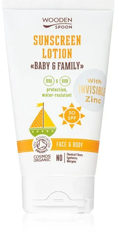 WoodenSpoon Baby & Family schützende Sonnenmilch SPF 30 150 ml