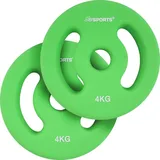 ScSPORTS® Neopren Hantelscheiben - Set: 2 x 4 kg, Ø 31mm, Gusseisen, Grün - Hantelscheiben-Set, Gewichtsscheiben, Fitness Scheiben, Gewichte für Hantel, Langhantel