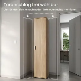home collective Mehrzweckschrank Sonoma Eiche Holzwerkstoff, Echtholz, 4 Fächer, 40x184x35 cm Waschküche, Mehrzweckschränke