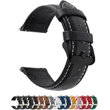 Fullmosa 12 Farben Uhrenarmband, Axus Serie Lederarmband Ersatz-Watch Armband mit Edelstahl Metall Schließe für Herren Damen 18mm 20mm 22mm 24mm