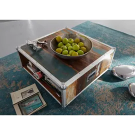 Massivmoebel24 Couchtisch Altholz mehrfarbig 80 x 80 x 42 cm