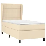 vidaXL Boxspringbett mit Matratze Creme 90x190 cm Stoff