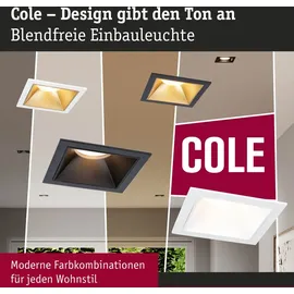 Paulmann LED Einbauleuchte Cole Coin IP44 88x88mm 6W 470lm 230V 2700K Schwarz, Gold matt