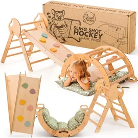 goodevas Klettergerüst 5-in-1 Montessori beige/grün