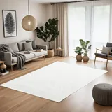 Homestyle4u Weicher Teppich 160x230 cm Weiß Kurzflor Flauschiger waschbarer Teppich fürs Schlafzimmer & Wohnzimmer 3023