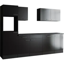 Respekta Küchenzeile 280 cm Grau Schwarz