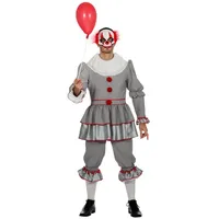 Metamorph Clown-Kostüm Scary Clown - Karneval Faschingskostüm Herren, 'Es' ist mal wieder Zeit für Horrorclowns! grau 56