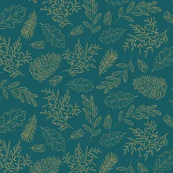 Clairefontaine Geschenkpapierrolle Excellia 80g 50x0,70m, goldene Blätter - Blau 202059C