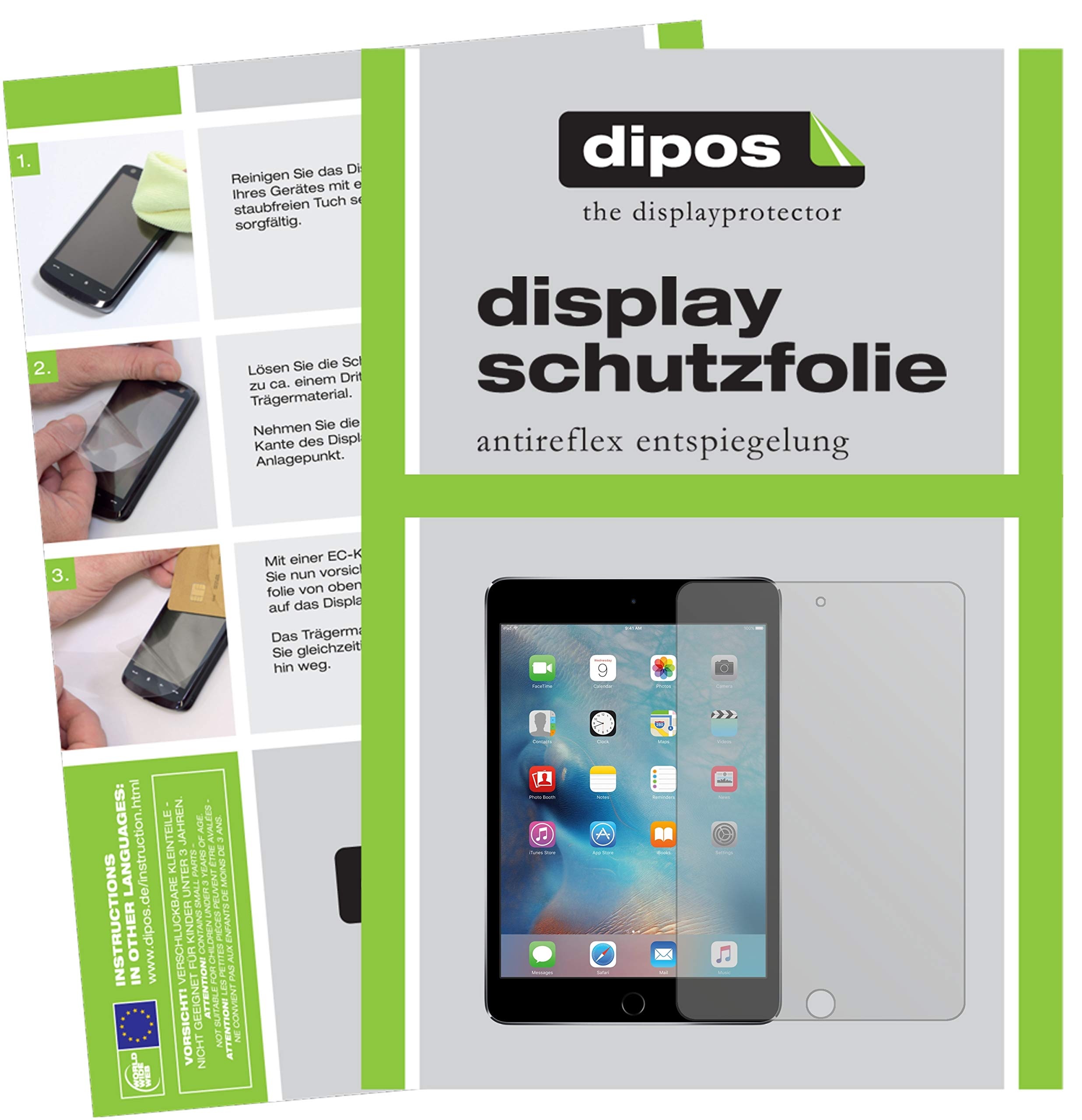 dipos I 3X Schutzfolie matt kompatibel mit Apple iPad Mini 4 (2015) Folie Displayschutzfolie