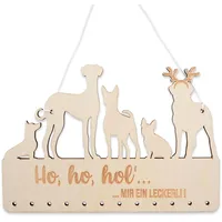 Papierdrachen Aufhängung für Adventskalender Geschenke - aus Holz - in naturfarben und schwarz - Kalender zum Selbstbasteln - kombinierbar mit Stoffsäckchen und Geschenkpapier - Hund - Set 4