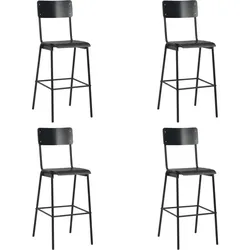 vidaXL Barhocker 4 Stk. Schwarz Massives Sperrholz Stahl