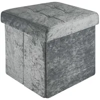 Intirilife Faltbarer Sitzhocker Samt 38 x 38 x 38 cm Grau