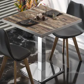 GGM Möbel Bistrotisch 60 x 60 x 75 cm Vintage Old/Edelstahl