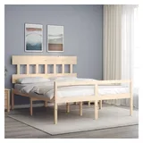 furnicato Bett Seniorenbett aus massivem Kiefernholz 205,5x165,5x81 cm natur (1-tlg) braun 165.5 cm x 205.5 cm x 81 cm