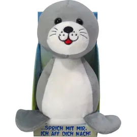 KÖGLER 75622 - Labertier Seehund Skibbi, ca. 17 cm groß, nachsprechendes Plüschtier mit Wiedergabefunktion, plappert alles witzig nach und beweg...