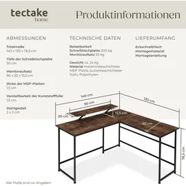 Tectake Eckschreibtisch Melrose Eiche / Braun