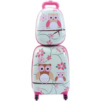 DREAMADE 2 TLG. Kinderkoffer & Rucksack, 16” +12” Kinderkofferset, Kindertrolley Kindergepäck, Handgepäck Reisegepäck Hartschalenkoffer für Kinder (Eulen, 16 Zoll +12 Zoll)