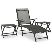 vidaXL 3-tlg. Garten-Lounge-Set Textilene und Aluminium Schwarz