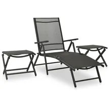 vidaXL 3-tlg. Garten-Lounge-Set Textilene und Aluminium Schwarz