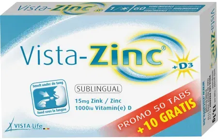 Vista-Zinc Sublinguale Schmelztabletten Mit Zink + Vitamin D3 Promo 50+10 Stück