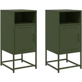 vidaXL Nachttische 2 Stk. Olivgrün 36x39x78 cm Stahl