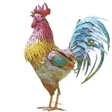 perfk Hahn-Gartenstecker, Huhn-Ornament, Hofkunst, Hinterhof, Rasen, 21,5 cm x 25 cm