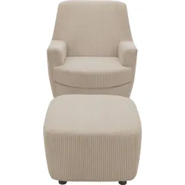 INOSIGN »HETTY, Drehsessel mit Wippfunktion und Hocker; Lesesessel, Armsessel« Set, 2 Stk. tlg. mit Dreh/Wippfunktion, mit Federkern, in Cord und Microfaser