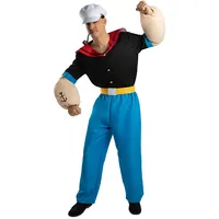 Funidelia Offizielles Popeye Kostüm für Herren, enthält Hemd mit Kragen, gepolsterte Arme, Gürtel, Hose und Mütze - Outfit für Erwachsene für Partys, Karneval und Halloween - Größe L