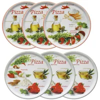 MamboCat Pizzateller 6er Set Pizzateller Napoli Green & Red Ø 33,8 cm Platte Porzellan