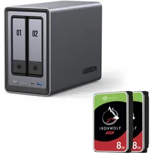 UGREEN NASync DXP2800 NAS System 2-Bay inkl. Seagate Festplatte 16 TB (2 x 8 TB)