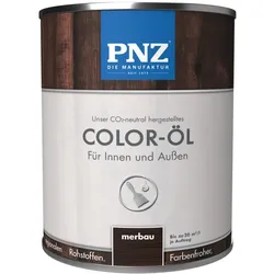 PNZ Color-Öl für Innen und Außen | lösemitttelfreies Farböl | Nachhaltig hergestellt mit regionalen Rohstoffen | für alle Hölzer, auch Bienenhäuser - merbau / 2.5L