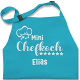 Kinderschürze Schürze Kinder Jungen Mädchen - Kochschürze - Mini Chefkoch mit Name Geschenk Kleinkoch Junior-Koch Mini-Kochtalent Kochnachwuchs - 2-6 Jahre - Türkis - kinderkochschürze koch - 2-6 Jahre