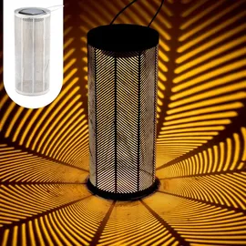 Marrakesch Orient & Mediterran Interior Marrakesch 2er Set Solarlaternen Solarlampen für außen mit Henkel aus Metall 30cm Groß | Boho Deko Outdoor Solar LED Laterne Wetterfest Bamba Weiss IP65 Wasserdicht als Gartendeko im Garten